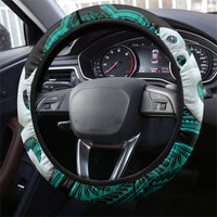 Maori Matariki Manaia Turquoise Steering Wheel Cover Maori Kowhaiwhai Pattern Galaxy