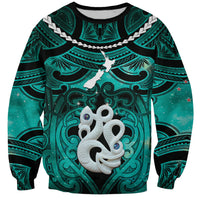 Personalised Maori Matariki Manaia Turquoise Sweatshirt Maori Kowhaiwhai Pattern Galaxy