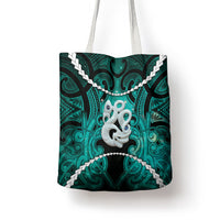 Maori Matariki Manaia Turquoise Tote Bag Maori Kowhaiwhai Pattern Galaxy