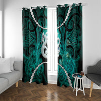 Maori Matariki Manaia Turquoise Window Curtain Maori Kowhaiwhai Pattern Galaxy