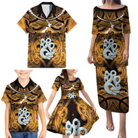 Personalised Maori Matariki Manaia Kowhai Family Matching Puletasi and Hawaiian Shirt Maori Kowhaiwhai Pattern Galaxy LT01 - Polynesian Pride