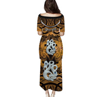 Personalised Maori Matariki Manaia Kowhai Family Matching Puletasi and Hawaiian Shirt Maori Kowhaiwhai Pattern Galaxy LT01 - Polynesian Pride
