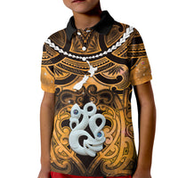 Personalised Maori Matariki Manaia Kowhai Kid Polo Shirt Maori Kowhaiwhai Pattern Galaxy