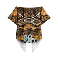 Personalised Maori Matariki Manaia Kowhai Off Shoulder Wrap Waist Top Maori Kowhaiwhai Pattern Galaxy LT01 - Polynesian Pride