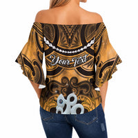 Personalised Maori Matariki Manaia Kowhai Off Shoulder Wrap Waist Top Maori Kowhaiwhai Pattern Galaxy LT01 - Polynesian Pride