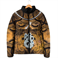 Personalised Maori Matariki Manaia Kowhai Padded Jacket Maori Kowhaiwhai Pattern Galaxy
