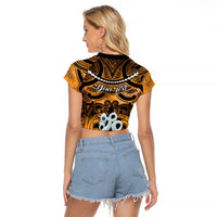 Personalised Maori Matariki Manaia Kowhai Raglan Cropped T Shirt Maori Kowhaiwhai Pattern Galaxy
