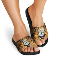 Maori Matariki Manaia Kowhai Slide Sandals Maori Kowhaiwhai Pattern Galaxy