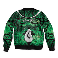 Personalised Maori Matariki Hei Matau Kakariki Bomber Jacket Maori Kowhaiwhai Pattern Galaxy