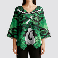 Personalised Maori Matariki Hei Matau Kakariki Kimono Sleeve Blouse Maori Kowhaiwhai Pattern Galaxy