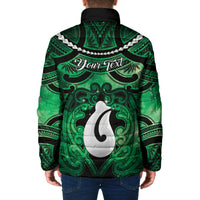 Personalised Maori Matariki Hei Matau Kakariki Padded Jacket Maori Kowhaiwhai Pattern Galaxy