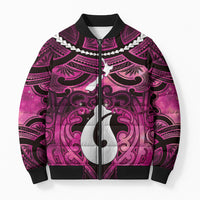 Personalised Maori Matariki Hei Matau Mawhero Bomber Puffer Jacket Maori Kowhaiwhai Pattern Galaxy