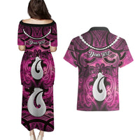 Personalised Maori Matariki Hei Matau Mawhero Couples Matching Puletasi and Hawaiian Shirt Maori Kowhaiwhai Pattern Galaxy
