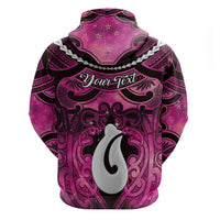 Personalised Maori Matariki Hei Matau Mawhero Zip Hoodie Maori Kowhaiwhai Pattern Galaxy LT01 - Polynesian Pride