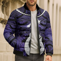 Personalised Maori Matariki Hei Matau Waiporoporo Bomber Puffer Jacket Maori Kowhaiwhai Pattern Galaxy