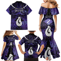 Personalised Maori Matariki Hei Matau Waiporoporo Family Matching Mermaid Dress and Hawaiian Shirt Maori Kowhaiwhai Pattern Galaxy LT01 - Polynesian Pride