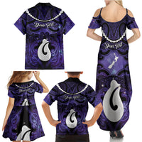 Personalised Maori Matariki Hei Matau Waiporoporo Family Matching Summer Maxi Dress and Hawaiian Shirt Maori Kowhaiwhai Pattern Galaxy LT01 - Polynesian Pride