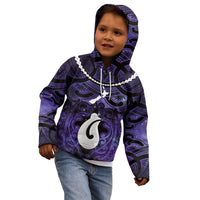 Personalised Maori Matariki Hei Matau Waiporoporo Kid Hoodie Maori Kowhaiwhai Pattern Galaxy