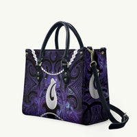 Maori Matariki Hei Matau Waiporoporo Leather Bag Maori Kowhaiwhai Pattern Galaxy