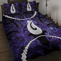 Maori Matariki Hei Matau Waiporoporo Quilt Bed Set Maori Kowhaiwhai Pattern Galaxy