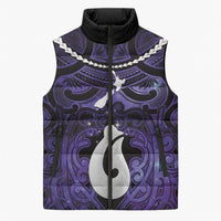 Personalised Maori Matariki Hei Matau Waiporoporo Sleeveless Puffer Jacket Maori Kowhaiwhai Pattern Galaxy