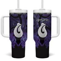 Personalised Maori Matariki Hei Matau Waiporoporo Tumbler With Handle Maori Kowhaiwhai Pattern Galaxy