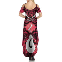 Personalised Maori Matariki Hei Matau Whero Summer Maxi Dress Maori Kowhaiwhai Pattern Galaxy