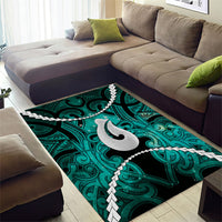 Maori Matariki Hei Matau Turquoise Area Rug Maori Kowhaiwhai Pattern Galaxy