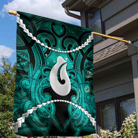 Maori Matariki Hei Matau Turquoise Garden Flag Maori Kowhaiwhai Pattern Galaxy