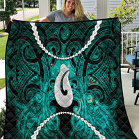Maori Matariki Hei Matau Turquoise Quilt Maori Kowhaiwhai Pattern Galaxy