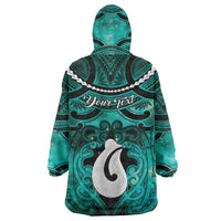 Personalised Maori Matariki Hei Matau Turquoise Wearable Blanket Hoodie Maori Kowhaiwhai Pattern Galaxy LT01 - Polynesian Pride