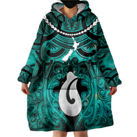 Personalised Maori Matariki Hei Matau Turquoise Wearable Blanket Hoodie Maori Kowhaiwhai Pattern Galaxy LT01 - Polynesian Pride