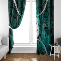 Maori Matariki Hei Matau Turquoise Window Curtain Maori Kowhaiwhai Pattern Galaxy