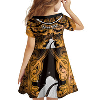 Personalised Maori Matariki Hei Matau Kowhai Family Matching Long Sleeve Bodycon Dress and Hawaiian Shirt Maori Kowhaiwhai Pattern Galaxy LT01 - Polynesian Pride