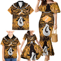 Personalised Maori Matariki Hei Matau Kowhai Family Matching Mermaid Dress and Hawaiian Shirt Maori Kowhaiwhai Pattern Galaxy LT01 - Polynesian Pride