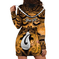 Personalised Maori Matariki Hei Matau Kowhai Hoodie Dress Maori Kowhaiwhai Pattern Galaxy