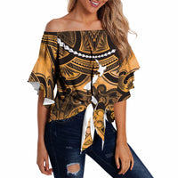Personalised Maori Matariki Hei Matau Kowhai Off Shoulder Wrap Waist Top Maori Kowhaiwhai Pattern Galaxy LT01 - Polynesian Pride