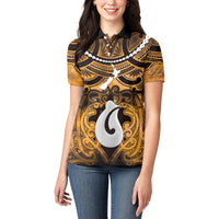 Personalised Maori Matariki Hei Matau Kowhai Women Polo Shirt Maori Kowhaiwhai Pattern Galaxy