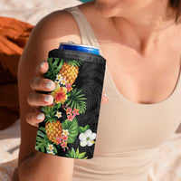 Hawaii Pineapple Tropical 4 in 1 Can Cooler Tumbler Colorful Hibiscus Plumeria