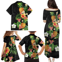 Hawaii Pineapple Tropical Family Matching Puletasi and Hawaiian Shirt Colorful Hibiscus Plumeria LT01 - Polynesian Pride