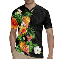 Hawaii Pineapple Tropical Rugby Jersey Colorful Hibiscus Plumeria