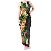 Hawaii Pineapple Tropical Tank Maxi Dress Colorful Hibiscus Plumeria