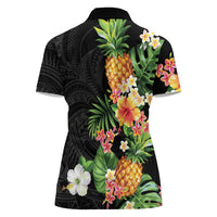 Hawaii Pineapple Tropical Women Polo Shirt Colorful Hibiscus Plumeria