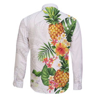 Hawaii Pineapple Tropical Family Matching Long Sleeve Bodycon Dress and Hawaiian Shirt Luminous Hibiscus Plumeria LT01 - Polynesian Pride