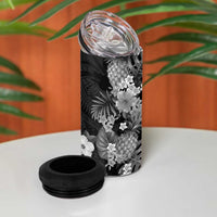 Hawaii Pineapple Tropical 4 in 1 Can Cooler Tumbler Neutral Hibiscus Plumeria