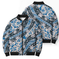 Ninamu Tahiti Tiare Monstera Bomber Puffer Jacket Polynesian Pattern Curve Style - Polynesian Pride