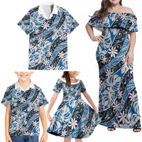 Ninamu Tahiti Tiare Monstera Family Matching Off Shoulder Maxi Dress and Hawaiian Shirt Polynesian Pattern Curve Style - Polynesian Pride