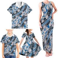 Ninamu Tahiti Tiare Monstera Family Matching Tank Maxi Dress and Hawaiian Shirt Polynesian Pattern Curve Style - Polynesian Pride