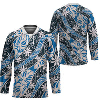 Ninamu Tahiti Tiare Monstera Hockey Jersey Polynesian Pattern Curve Style - Polynesian Pride
