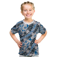 Ninamu Tahiti Tiare Monstera Kid T Shirt Polynesian Pattern Curve Style - Polynesian Pride